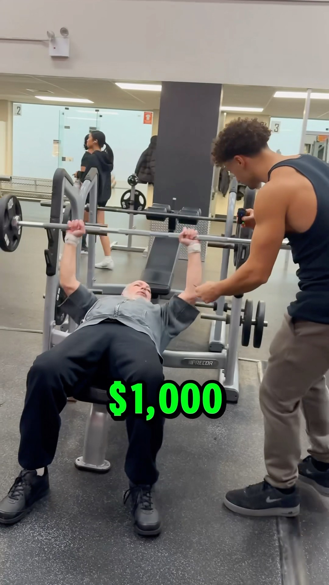73yr vs 20yr bench press for $1,000??‼️