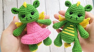 🐉Девочка Дракоша В Платье💕 Вязаная Крючком🐲Crochet Dragon🐲Gehäkelter Drache