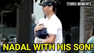 Rafael Nadal carrying his BABY while walking with his wife Maria in Sydney's harbour!