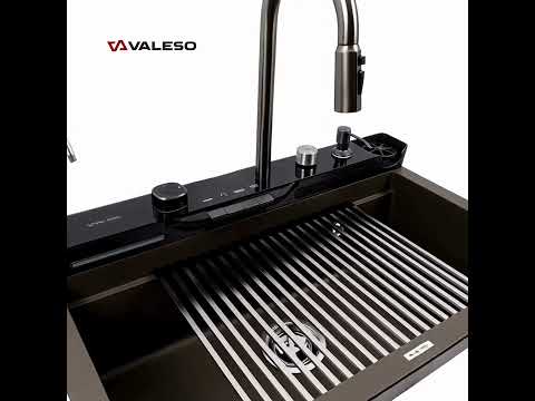 Гранітна мийка для кухні VALESO EVANORA 7546 матова чорна з комплектом, видео 1