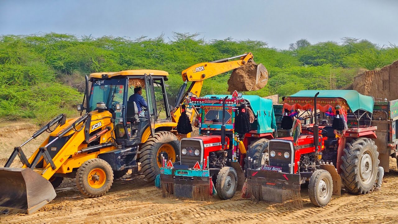 Jcb 3dx Eco Loading Mud in Massey Ferguson Tractor 245 | New Holland 3630 | Power trac 343 | Kubota 