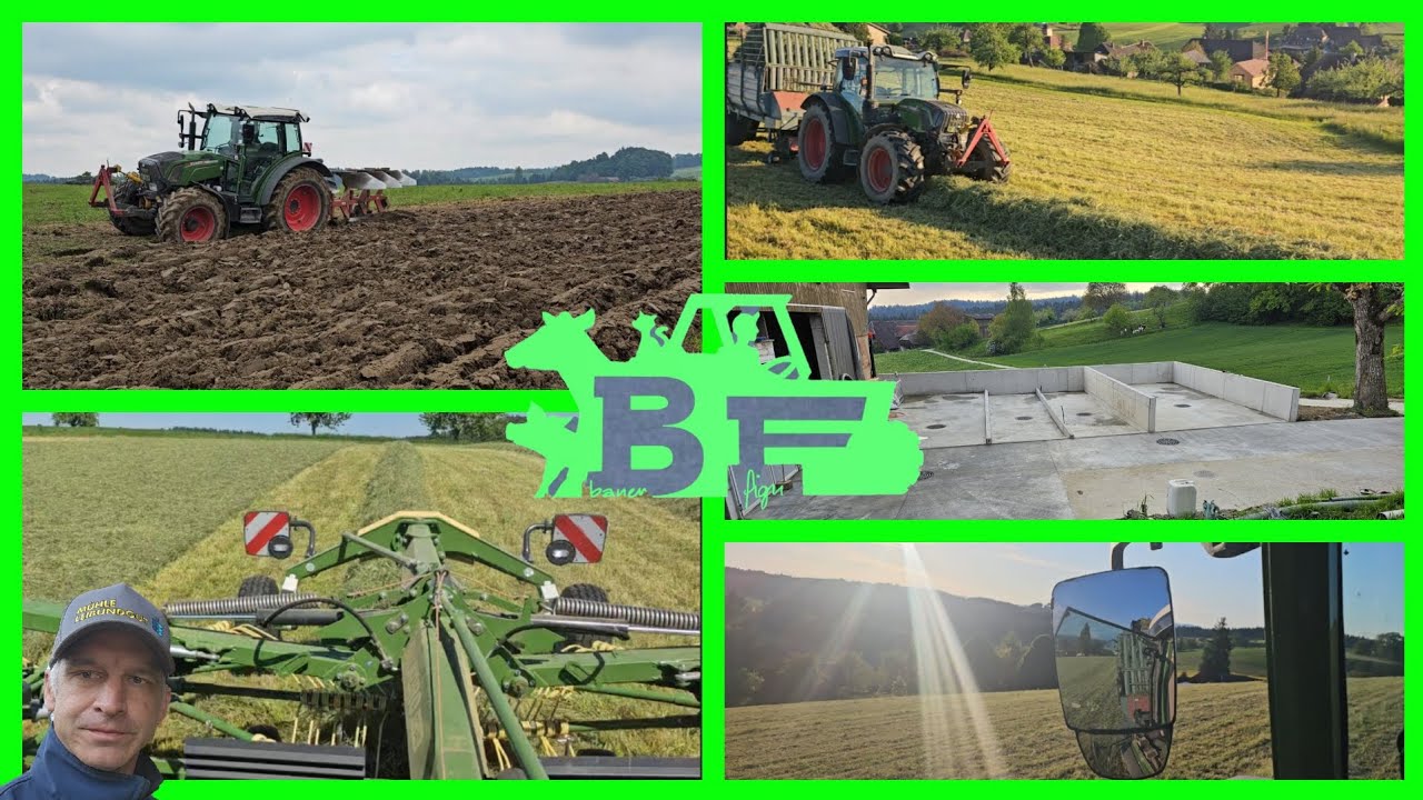 Baustelle. Pflügen. Heuen