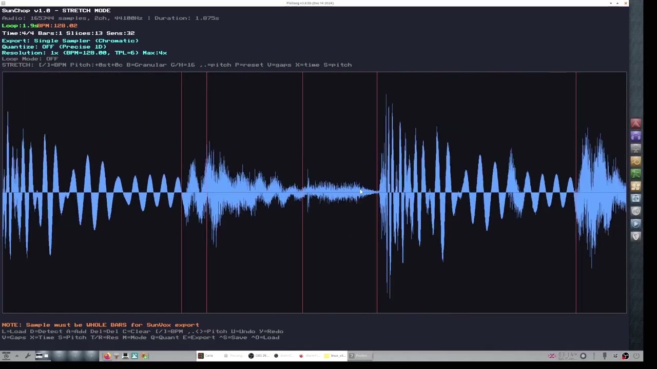 Sunchop - Pixilang beat chopping app for SunVox 