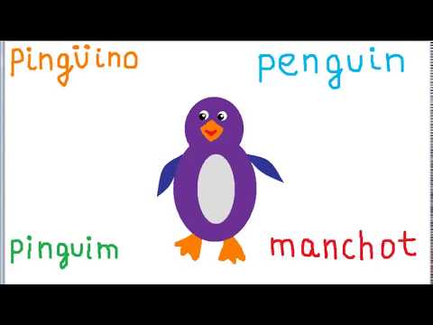Dibujando un pingüino fácil y divertido. Dibujos, idiomas y canciones para niños pequeños,