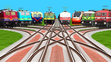 8 Trains Crossing By Bumpy Railroad Crossing At Risky Railroad Tracks | indian train simulator game