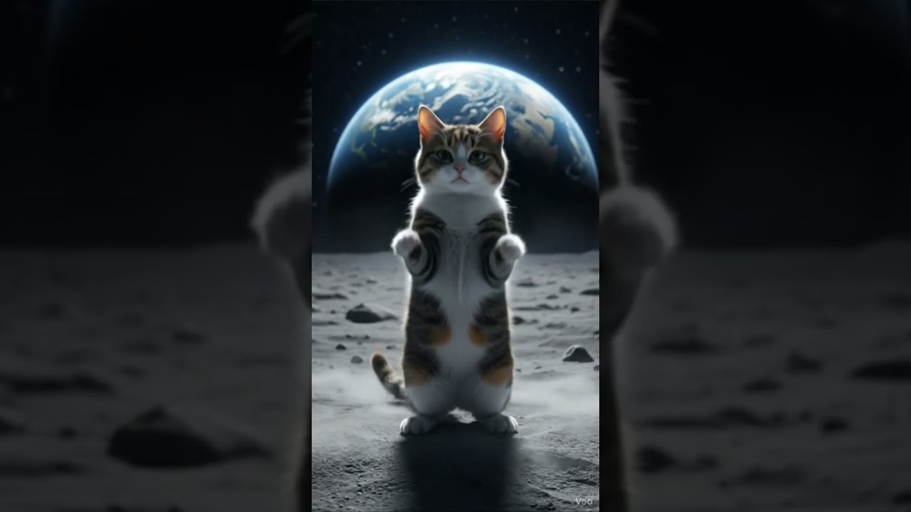A Cat Dancing Gracefully on the Moon 