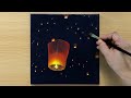 How to Draw Sky Lantern / Acrylic painting for beginners / 쉬운 아크릴화