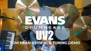 EVANS UV2 TOM HEAD REVIEW, DEMO AND TOM TUNING TUTORIAL