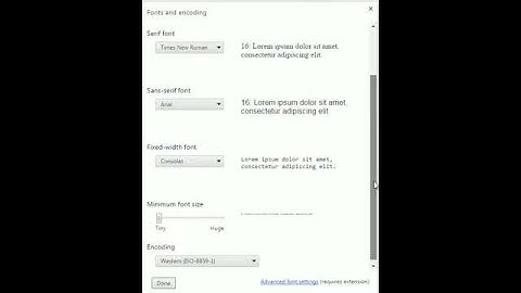 default font settings google chrome