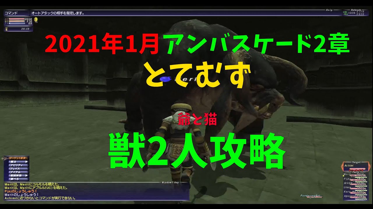 Ff11 2021年1月アンバスケード2章とてむず獣使い2人 Youtube