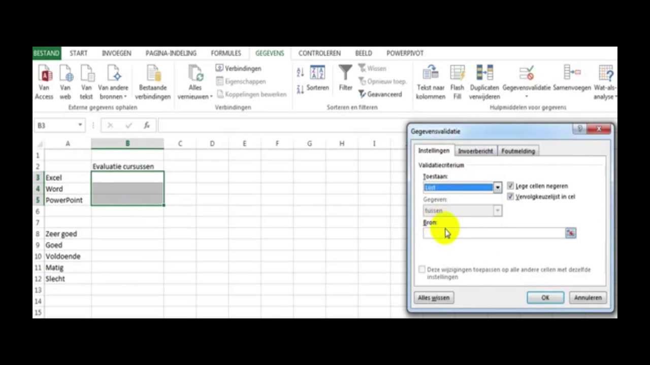 Dropdown Menu Maken In Excel - Youtube