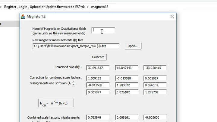 Using maneto12 to calibrate magnetometer MPU9250 on ESPrtk