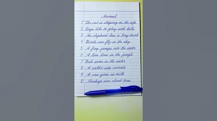Cursive writing practice | 10 Simple English Sentences about Animals | Cursive handwriting practice