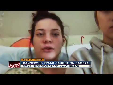 Teen badly injured after being pushed from bridge