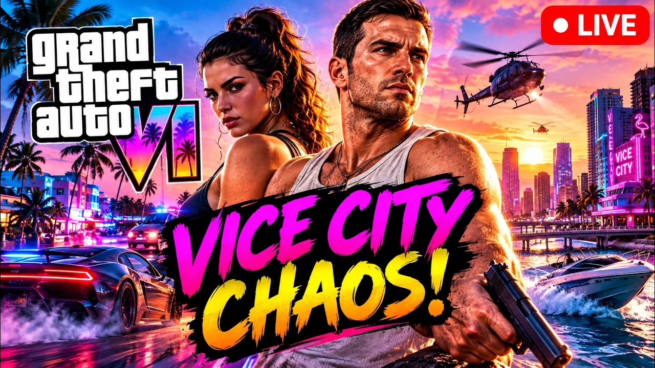 Video thumbnail for 🔥 GTA 6 LIVE — Vice City Chaos Begins! 😈🚗 | GTA 6 Gameplay | BVS Game Zone