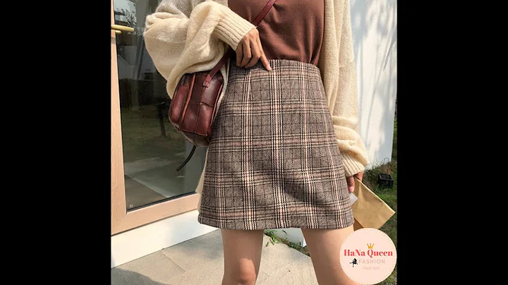 Korean style cute short plaid A-line skirt