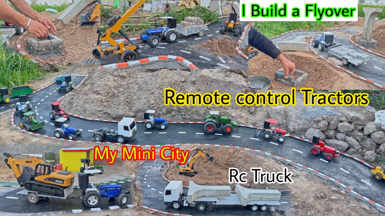 Diy Rc Tractors and Truck working || I Build a Big Flyover in My Mini City Part-1 @MrPendujatt22 