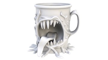 3D model bloodthirsty mug. A collectible, emotional mug. Superhive, CGtrader, Cults3d (no sound)