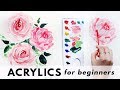 Painting Tutorial EASY for Kids & Beginners / Acrylic Floral Bouquet