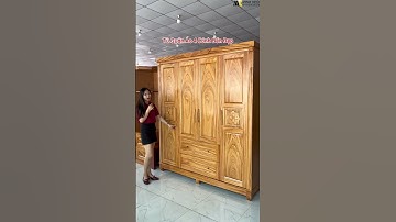 Tủ quần áo gỗ gõ đỏ 4 cánh đầy đủ công năng ngang 2m hiện đại | Minh Khôi
