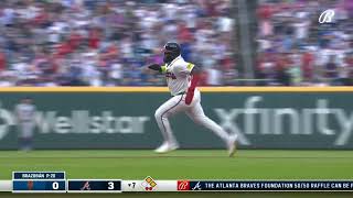 Matt Olson GUNNED DOWN! 💨 Tyrone Taylor's Cannon Saves the Day!  #MLB #Braves #Brewers