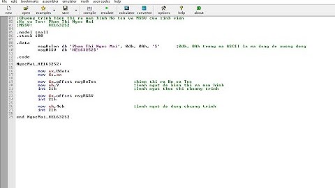 Viết chương trình hiển thị Họ tên và MSSV bằng Emu8086 | CEA201- SE - FPT