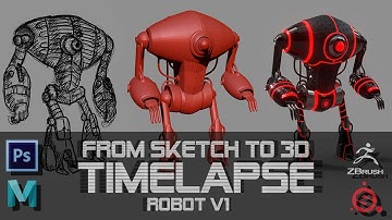 From Sketch To 3D Modelling Timelapse - Robot V1