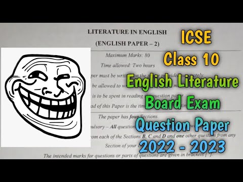ICSE | Class 10 | English Literature | Board Examination Question Paper ...