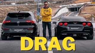 Golf R vs Corvette - DRAG