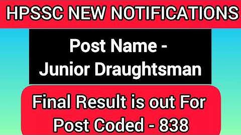 Final Result is Out for This Post code, HPSSC RESULTS Junior Draughtsman