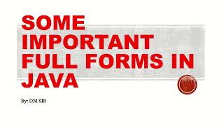 Important Full Forms in Java | ICSE | Computer Application | CLASS 10 screenshot 1