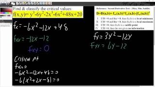 Calc 3: Second Derivative Test-- (Max, Min, Saddle) (Step by Step) ptA