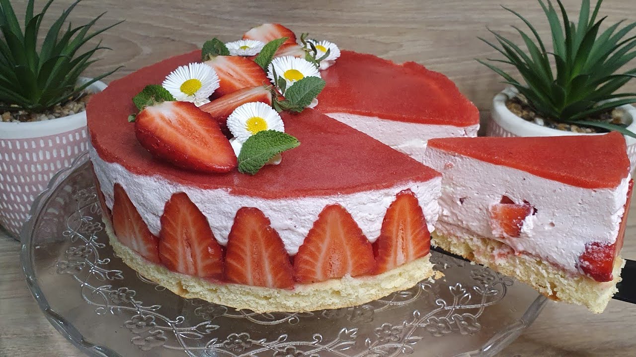 bavarois fraise facile et inratable  🍰 كريمة الفراولة البافارية