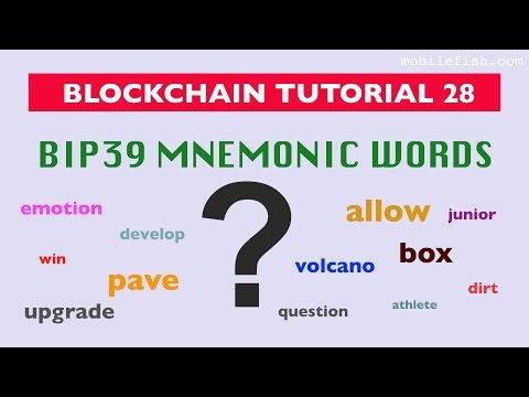 Blockchain tutorial 28: Bitcoin Improvement Proposal 39 (BIP-39) mnemonic words