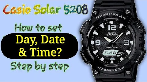 How to set Time and Date Casio Tough Solar 5208 aq-s810w aq-s800w