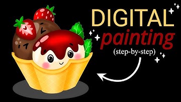 🎨 Cute Ice Cream Digital Painting | Step-by-Step Tutorial for Beginners 🍦