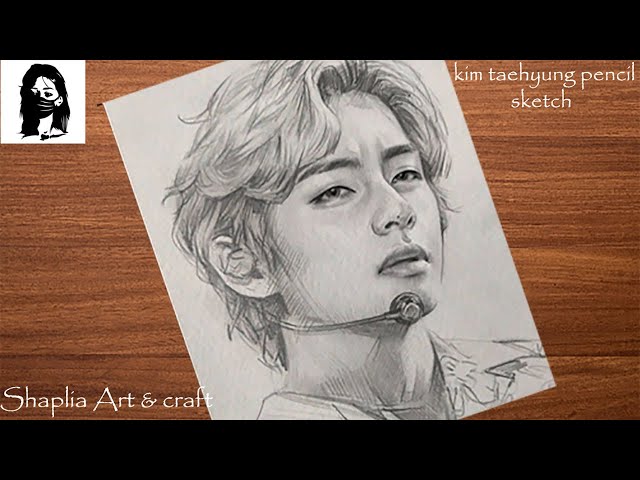 How to draw BTS (V) in Mask | Pencil Sketch Drawing of BTS Taehyung |  Drawing Tutorial 방탄 소년단 - YouTube