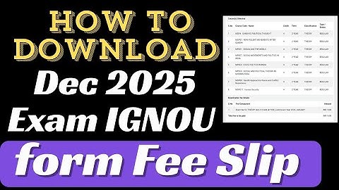 IGNOU Exam Form Fee Slip कैसे Download करें ? DEC 2025 |How to download IGNOU Dec 2025 exam fee slip