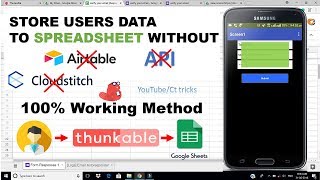 Store users data to spreadsheet without using  Cloudstitch, Airteble or any other API