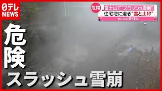 富士山で「スラッシュ雪崩」危険…雪と土砂が住宅地に迫る（2021年3月23日放送「news every.」より）