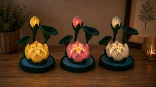 DIY Pipe Cleaner Lotus Flower Lamp 🪷 | Handmade Flower Lamp  | Aesthetic DIY Room Decor