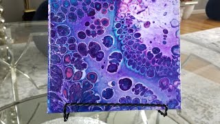 (25) Flip cup acrylic pour painting with four colors and white,  just enough cells💙💜
