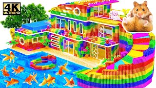 ASMR🐹 Hamster the Pool Maze for Pet - Build The Big Colorful Water Slide From Rooftop To Infinity