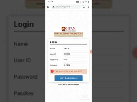 GITAM University Online Exam Instruction (For mobile users)