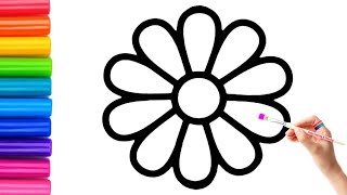 How to draw cute and easy Flower | Easy Drawing, Painting and Coloring for Kids & Toddlers