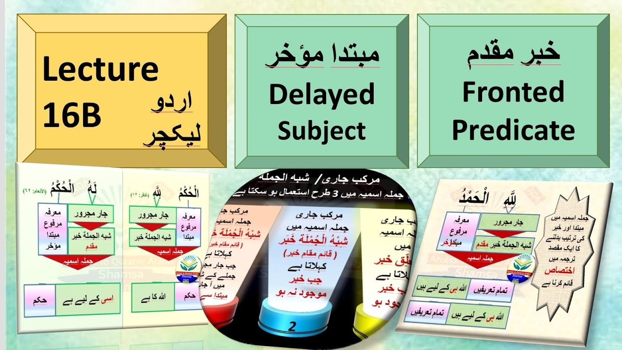 Lecture 16B / Khabar muqadam خبر مقدّم / mubtada muakhar مبتدا مؤخر / Shibul jumla khabar muqadam