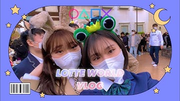 korea vlog: 🌙🐹 exploring lotte world & trying on korean school uniforms 🧍🏻‍♀️