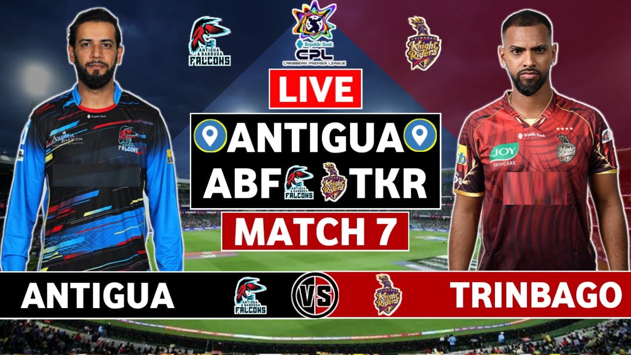 CPL 2025 Live: Antigua & Barbuda Falcons vs Trinbago Knight Riders Live | ABF vs TKR Live Commentary
