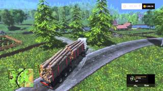 Farming Simulator 15 selling logs to the lumber yard