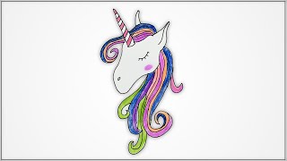 How to draw a cute colorful Unicorn head step by step